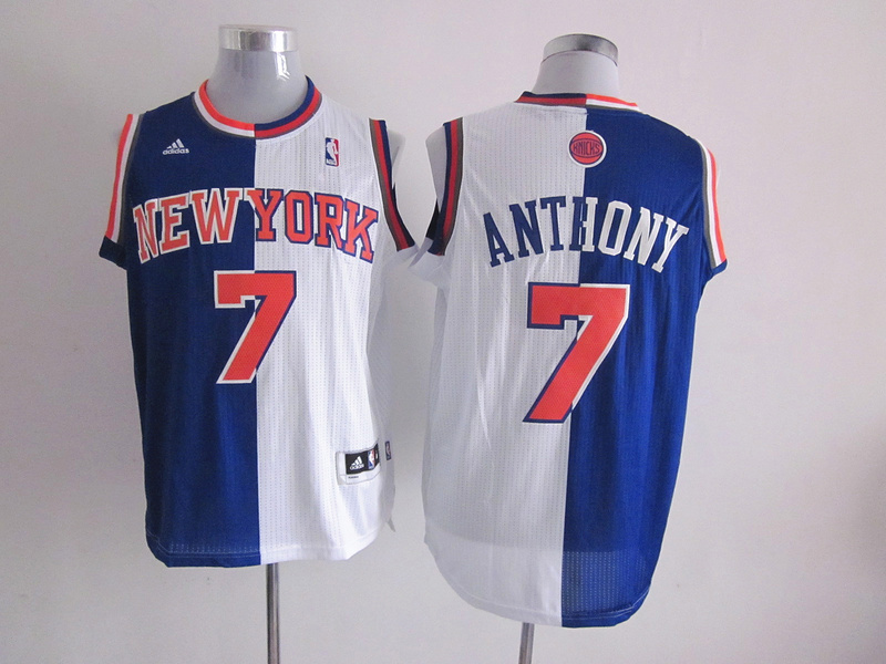  NBA New York Knicks 7 Carmelo Anthony Swingman Split Blue White Jersey